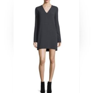 Helmut Lang Black V Neck Dress with Dramatic Metal Back Zip Size XS